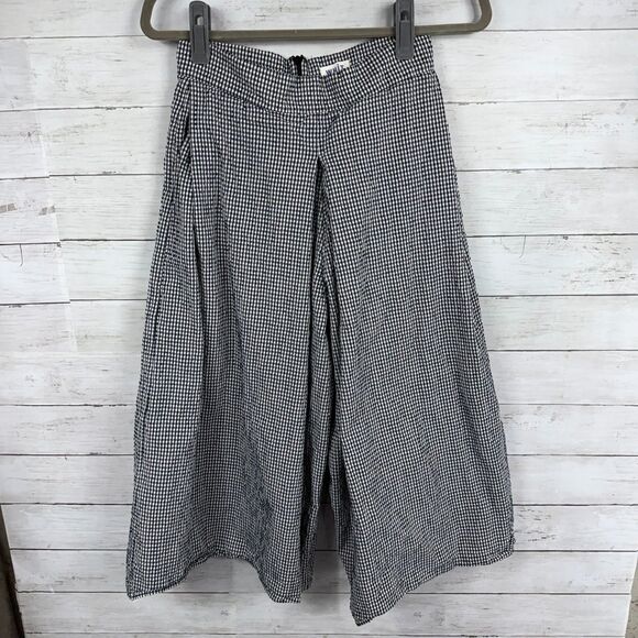 Whit Black+White Gingham Crop Wide-Leg Pants - Picture 1 of 4